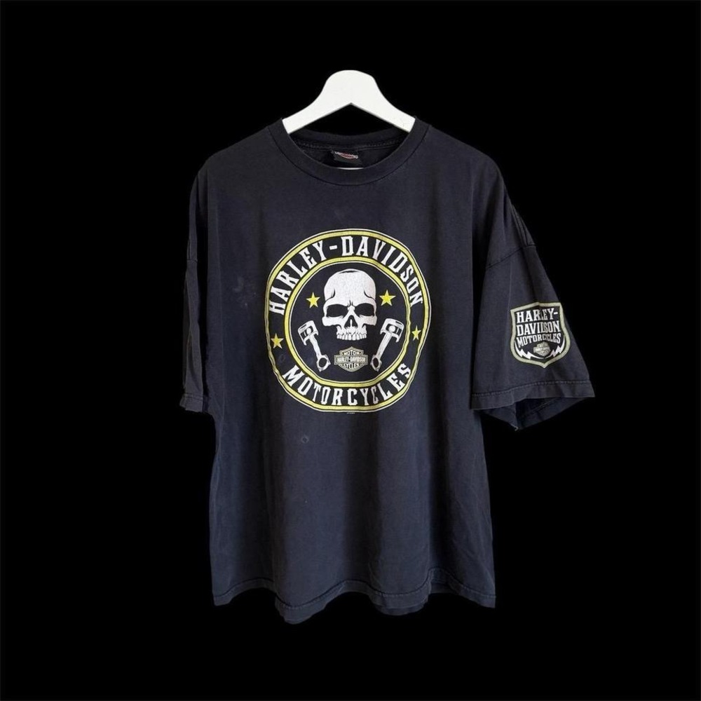 Harley Davidson Mens T Shirt Sz XL/XXL 2016 Michigan Distressed Skull Y2K Faded